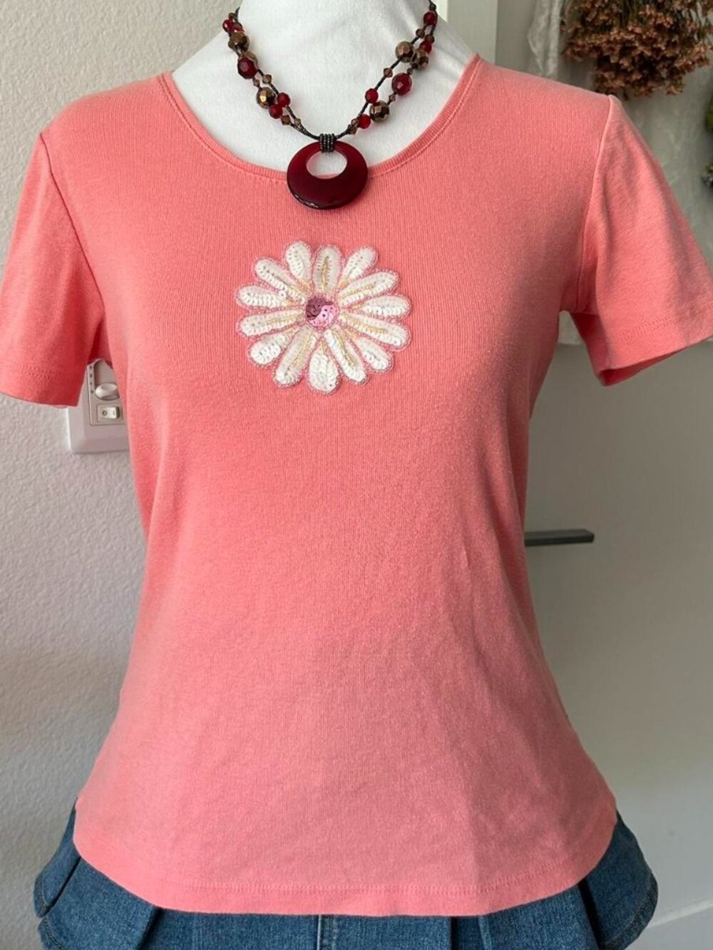 Y2K Greensource Pink Short Sleeve Top